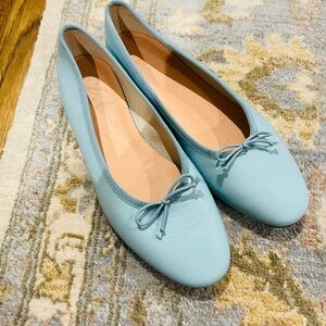J. Crew Blue Ballet Flats with Bow Detail